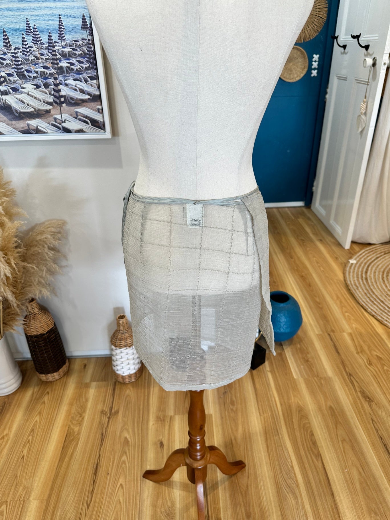 Country Road - Vintage 90's Wrap Skirt - Size 8 - Grey / Silver