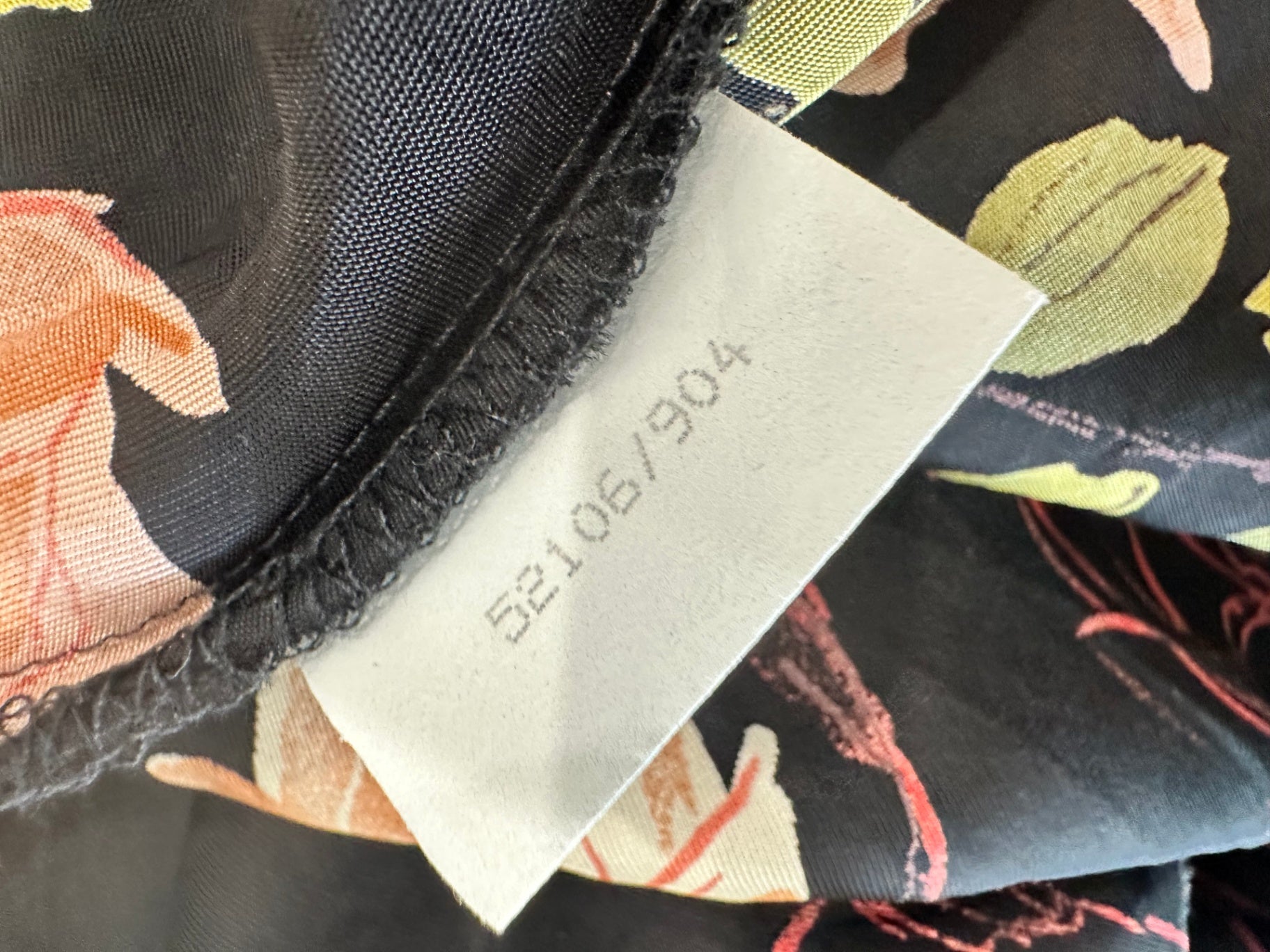 Mosaic - Made in New Zealand - Vintage Skirt - Size 10 - Black with pink, green, and white floral pattern