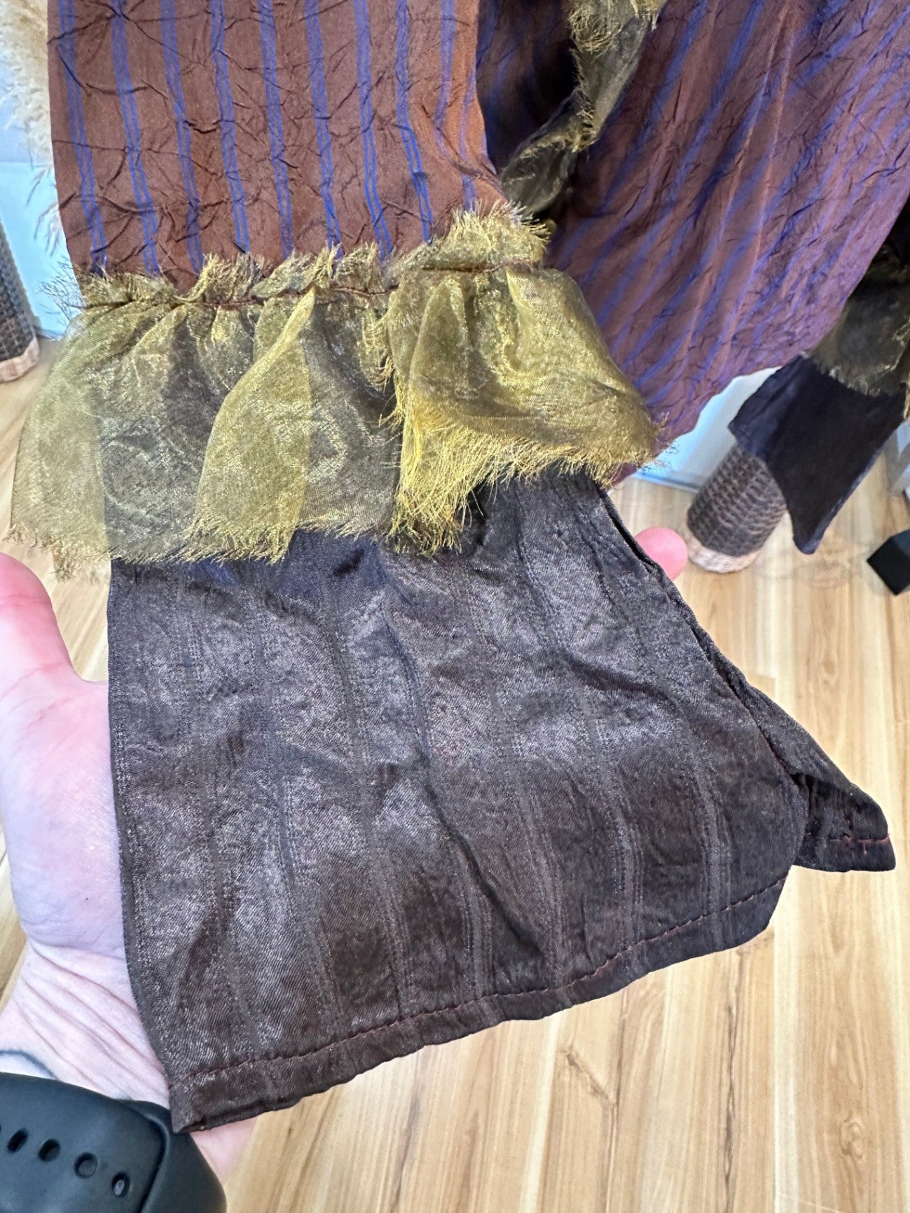 Annah Stretton - Shirt / Blazer - Medium Brown with blue stripes