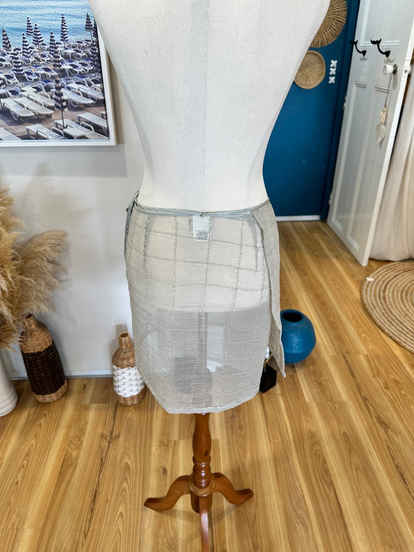 Country Road - Vintage 90's Wrap Skirt - Size 8 - Grey / Silver