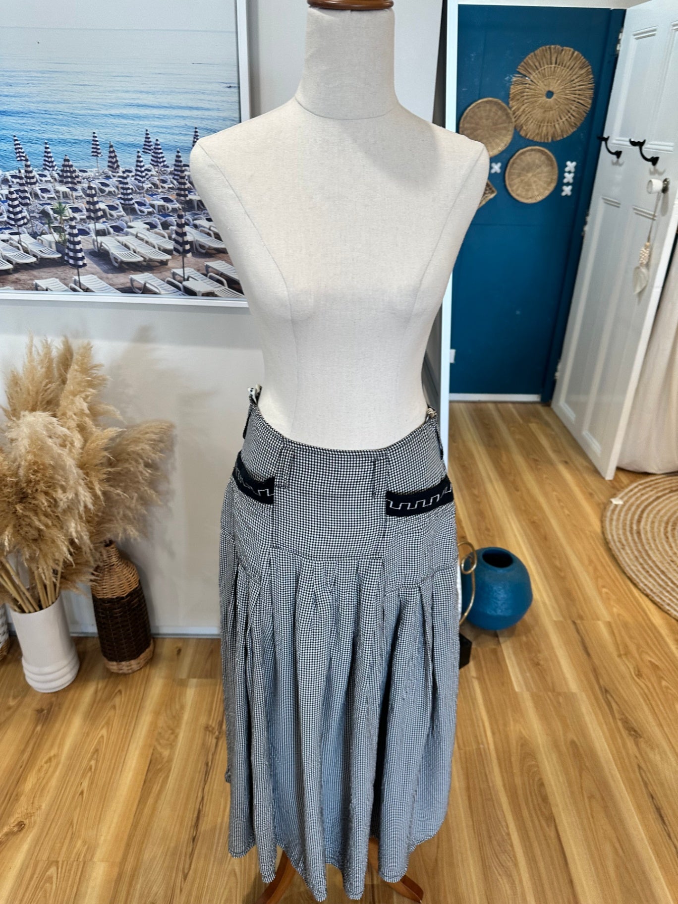 Vamp - Vintage 90's Skirt - Small / Medium - Black and white Gingham