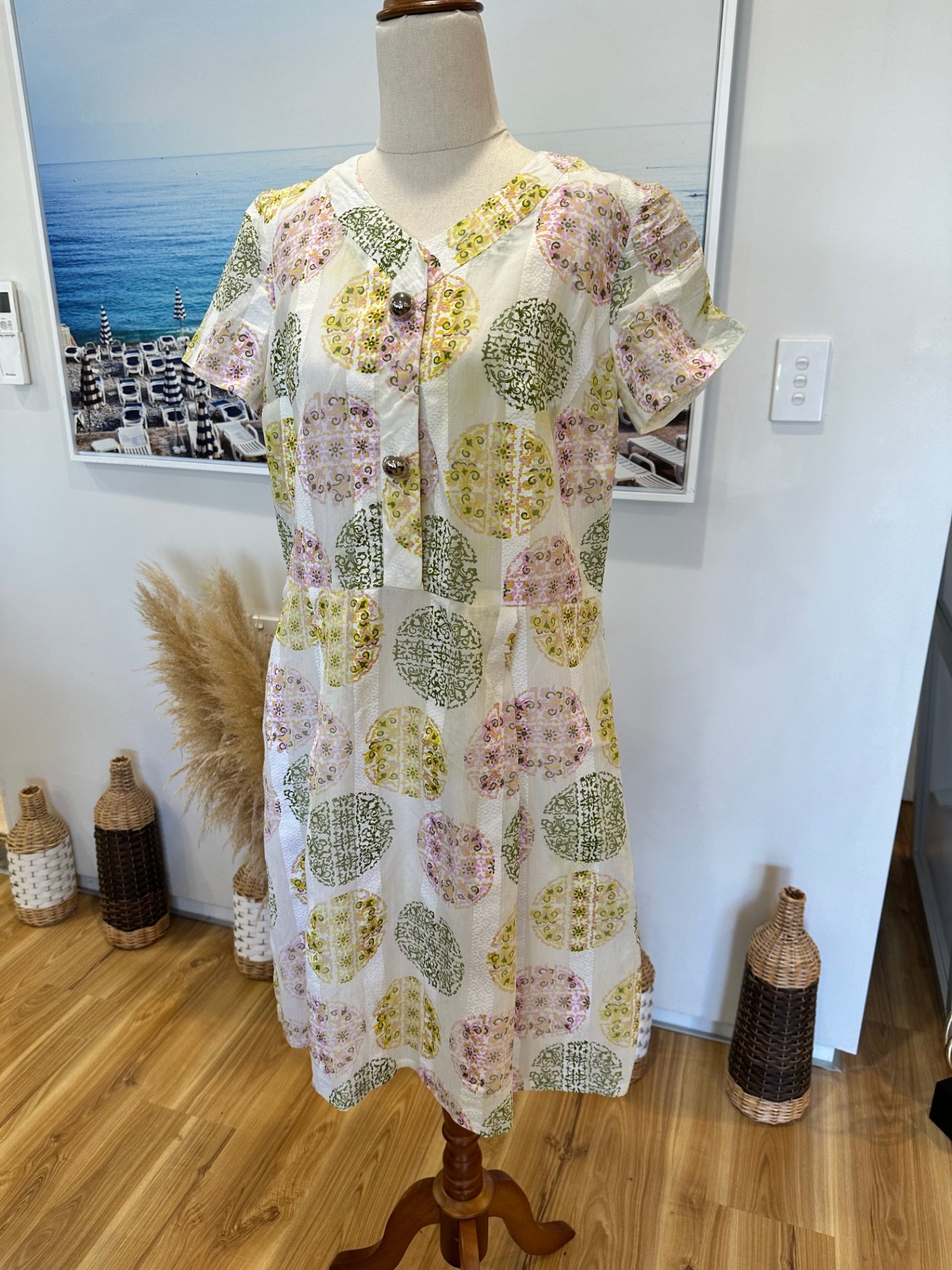 Ralph - Dress - Medium / Large - White, pink, green, yellow