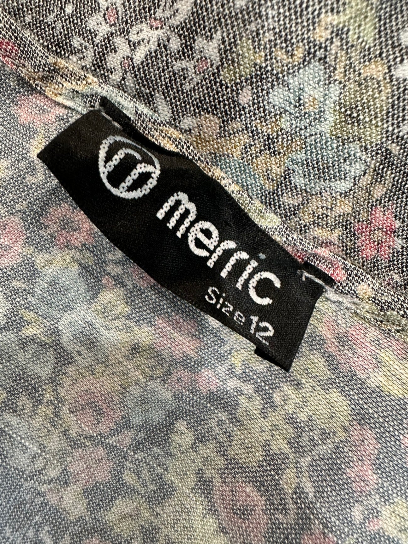 Merric Dress - Size 12 - Grey with pink and white floral pattern