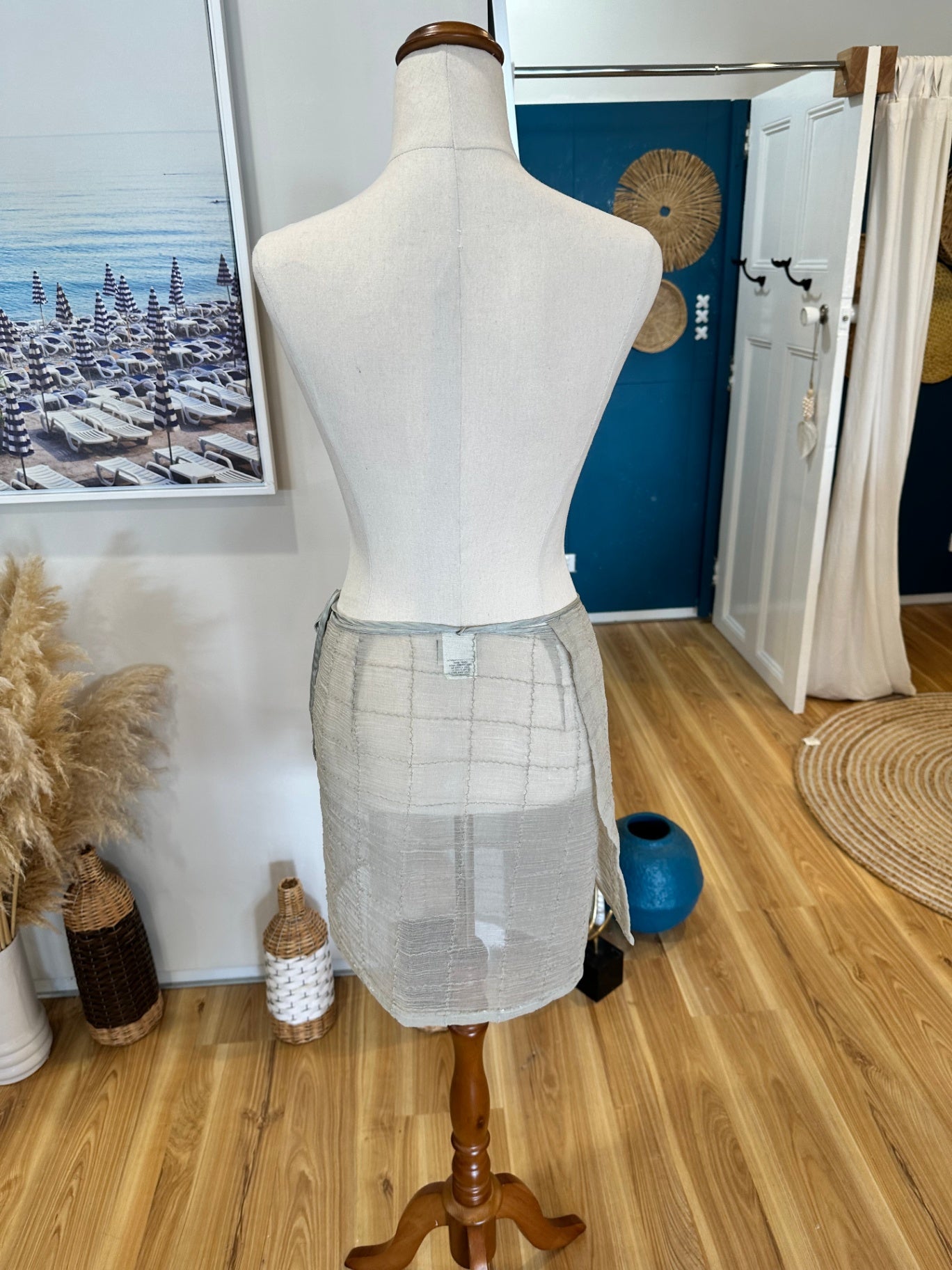 Country Road - Vintage 90's Wrap Skirt - Size 8 - Grey / Silver