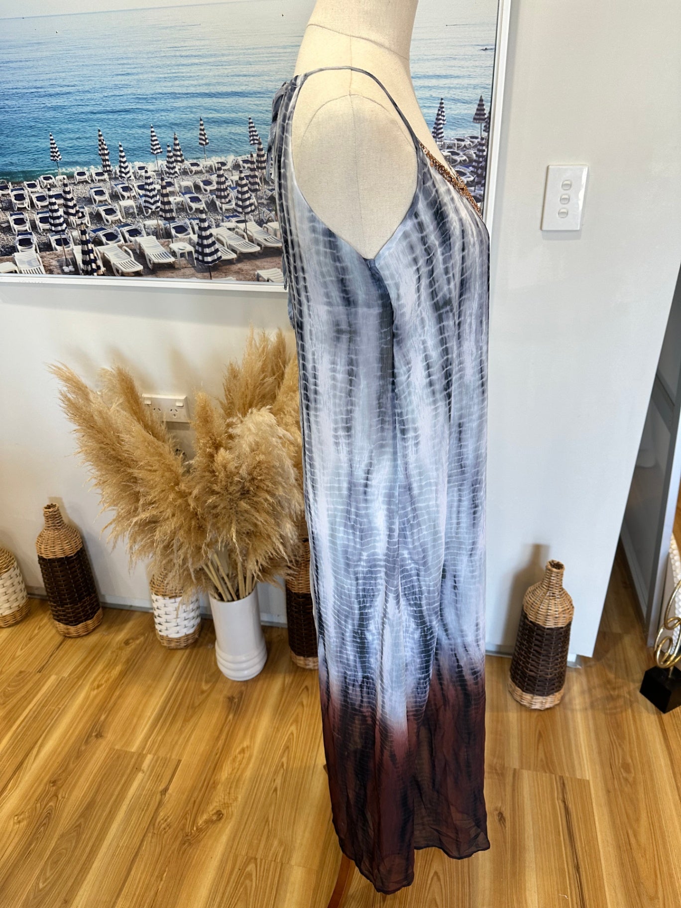 Max - Maxi Dress - Size 6 - Mixed shades of black, white, grey, and brown