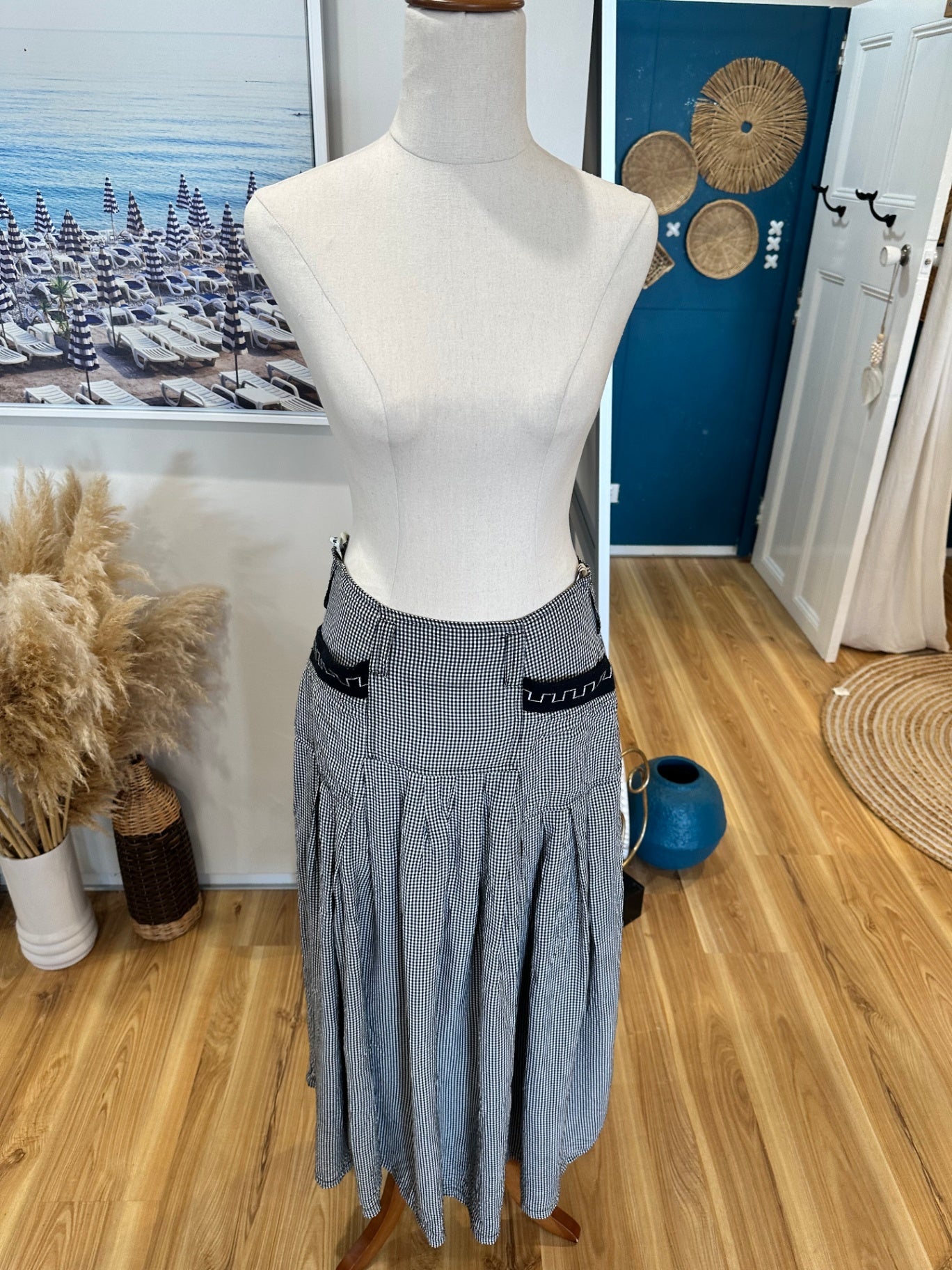 Vamp - Vintage 90's Skirt - Small / Medium - Black and white Gingham