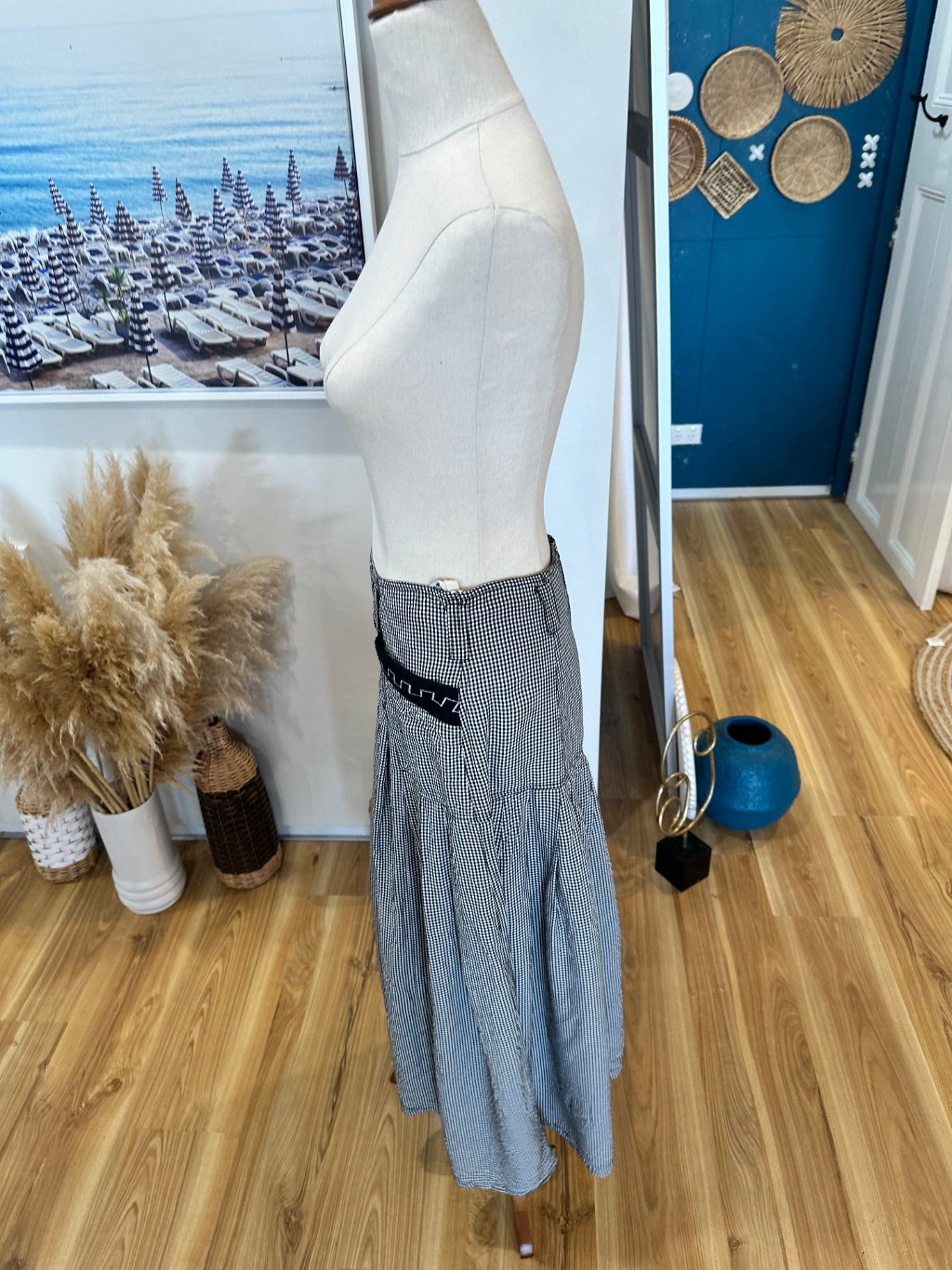 Vamp - Vintage 90's Skirt - Small / Medium - Black and white Gingham