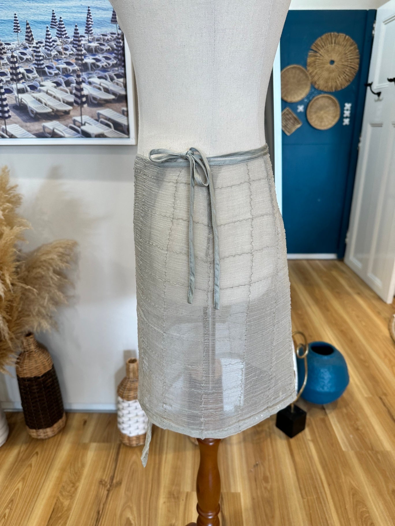 Country Road - Vintage 90's Wrap Skirt - Size 8 - Grey / Silver