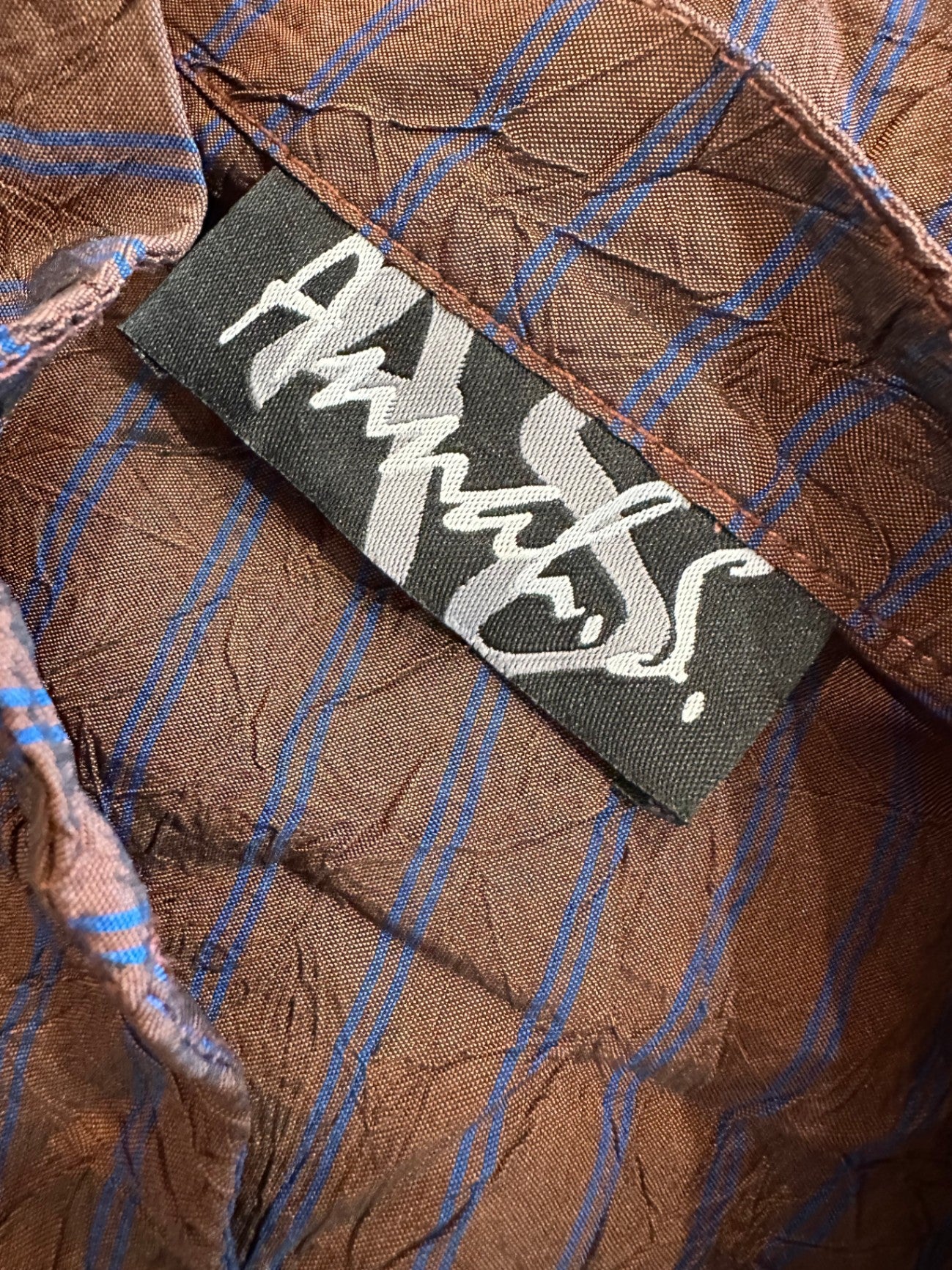 Annah Stretton - Shirt / Blazer - Medium Brown with blue stripes