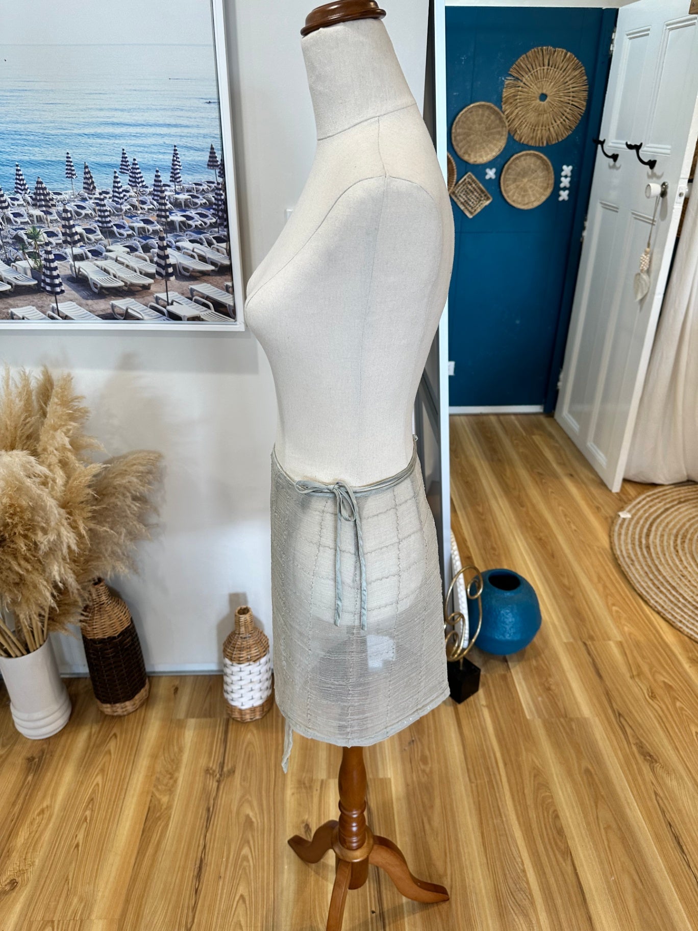 Country Road - Vintage 90's Wrap Skirt - Size 8 - Grey / Silver