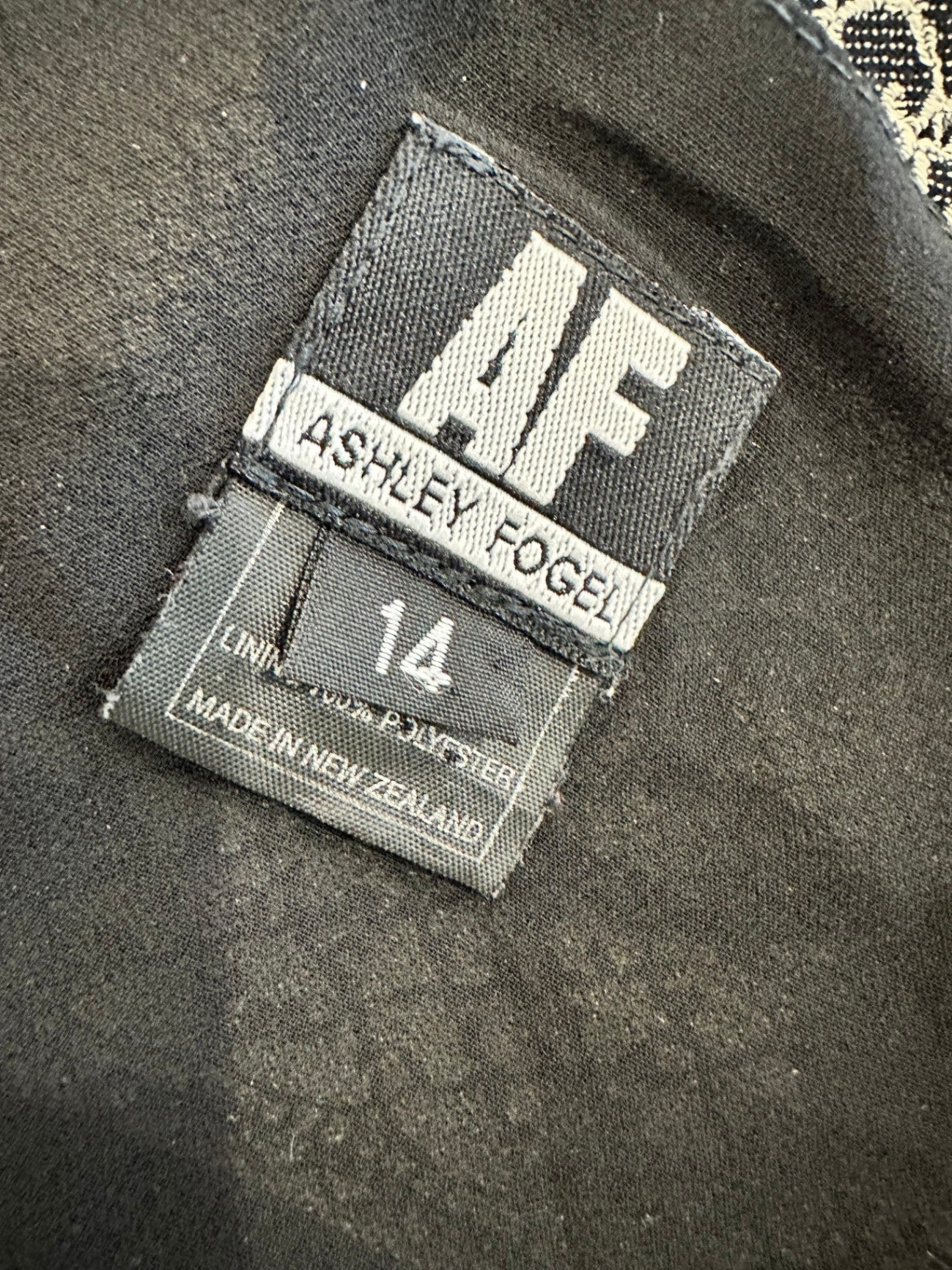 Ashley Fogel - Maxi Dress - Size 14 - Black and beige with floral lace accents