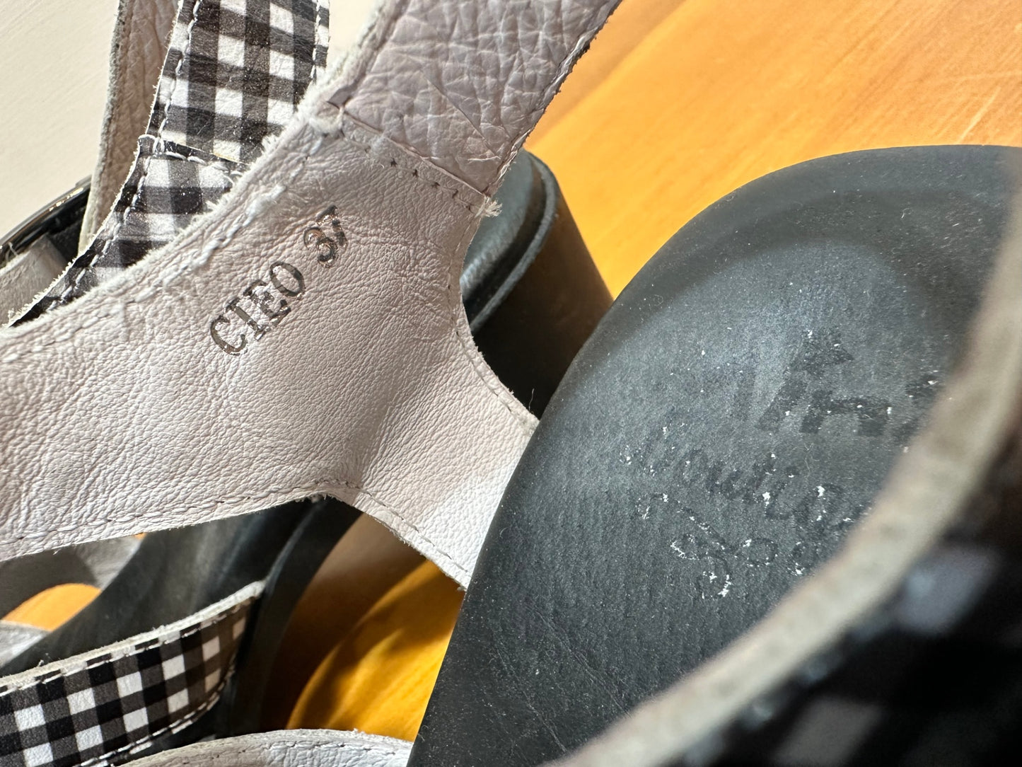 Minx - Mary Jane Sandals - Size EU 37 - Black and White Gingham - RRP $269