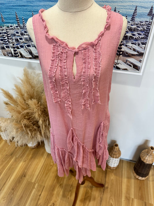 Pink Singlet Dress - Size Small