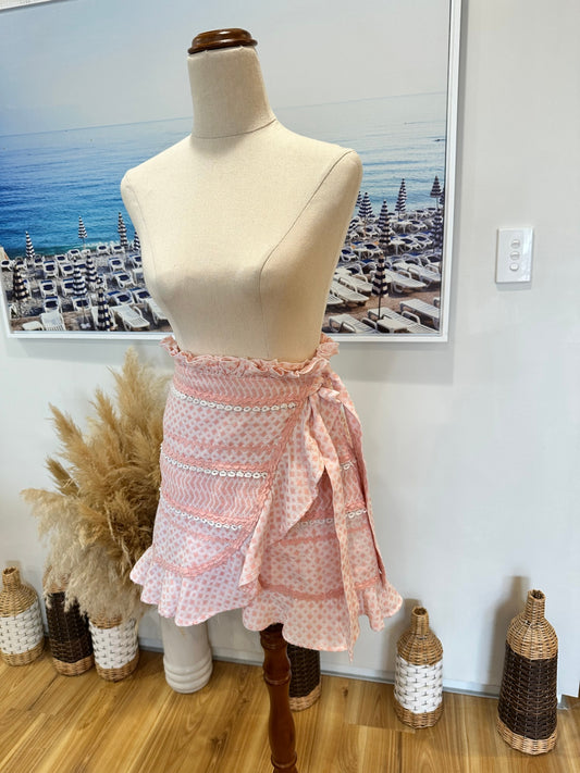 Seed - Mini Skirt - Size 6 Pink [Note some pulls evident]