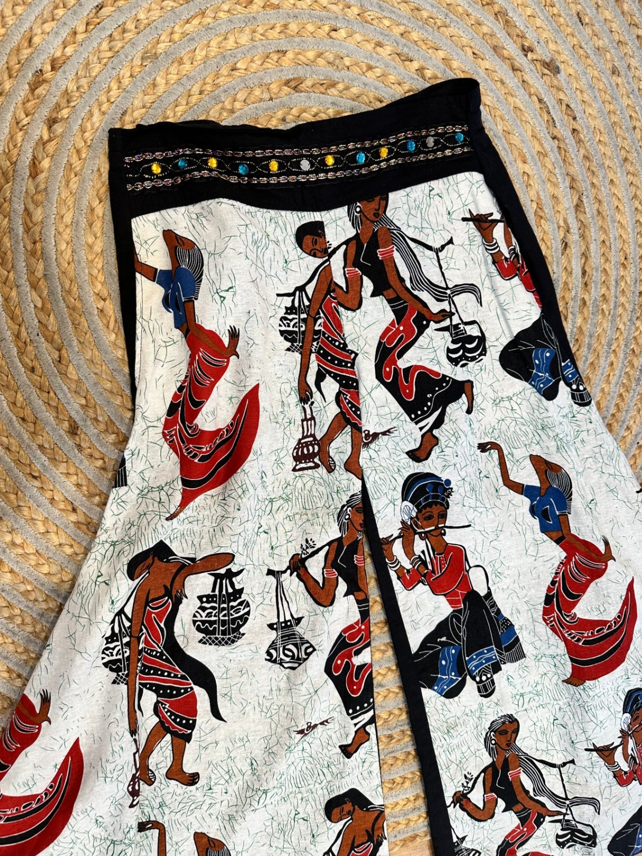 Wide-leg Pants - Size Small - Egyptian Theme + Black