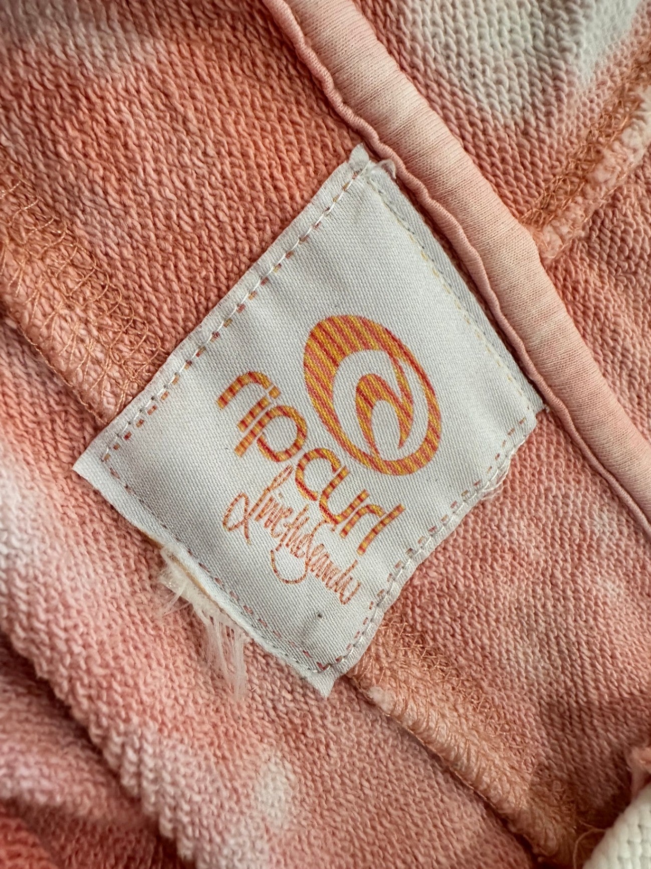 Rip Curl - Cropped Hoody - Small - Pink with white tie-dye