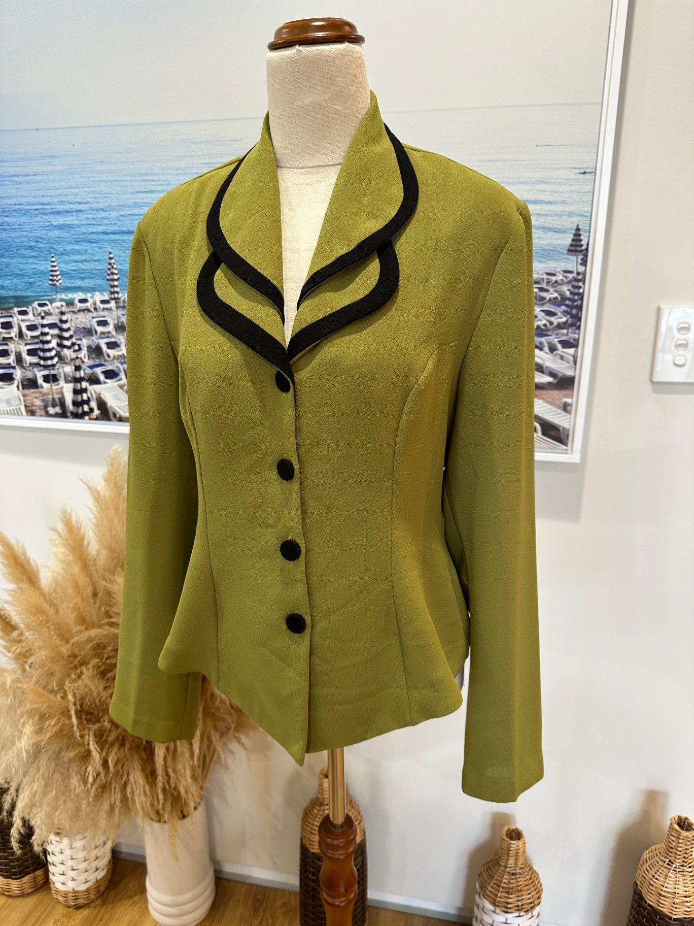 Vintage 90's / Y2K - Stax Blazer - Size 12 - Olive green