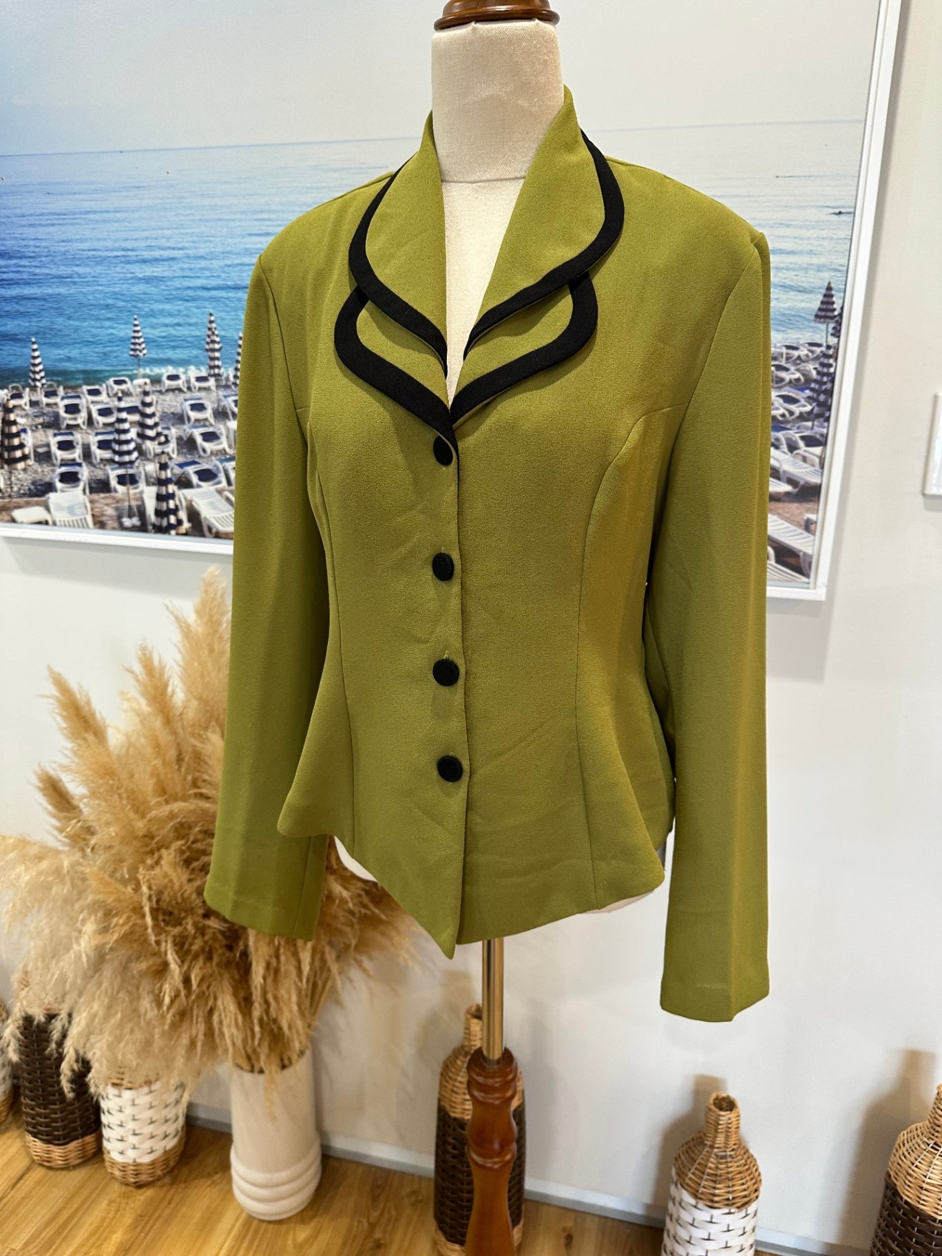 Vintage 90's / Y2K - Stax Blazer - Size 12 - Olive green