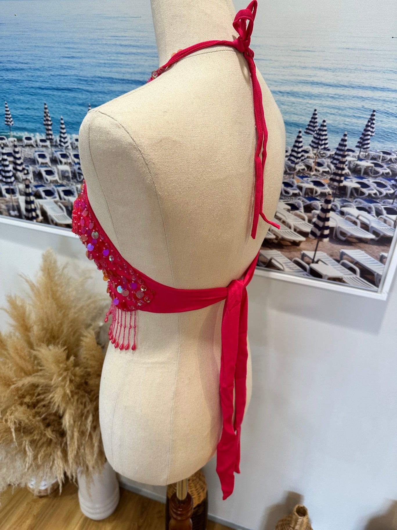 Festival Top - Hot Pink w Beading - Small / Medium