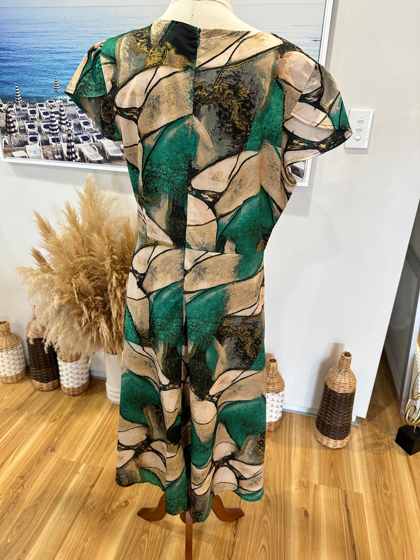 Vicky + Lucas - Dress - Extra Large - Green, beige, black, and mustard