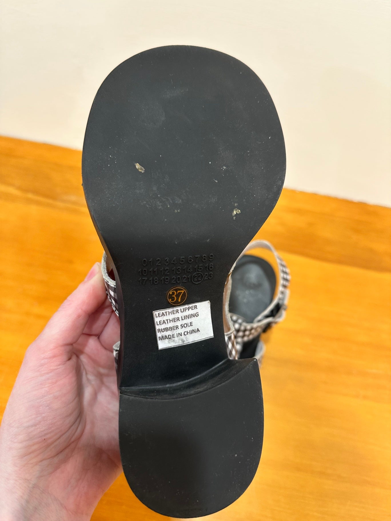 Minx - Mary Jane Sandals - Size EU 37 - Black and White Gingham - RRP $269