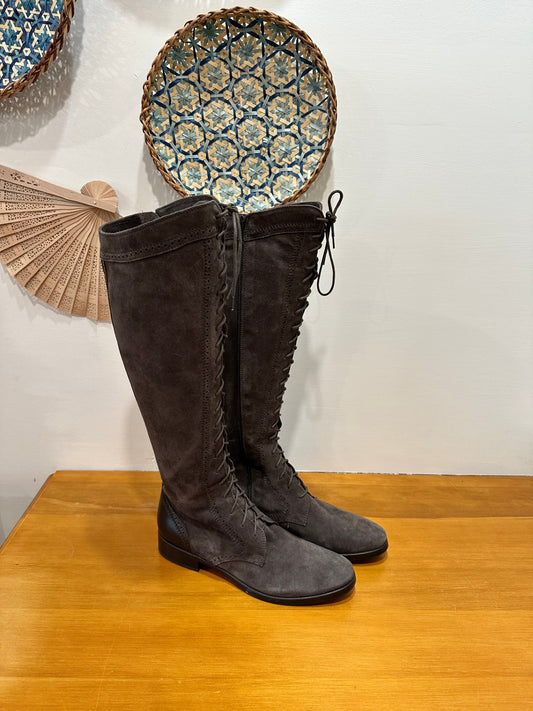 Vero Cuoio - Made in Italy - Knee High Boots - Size 39 - Brown Suede