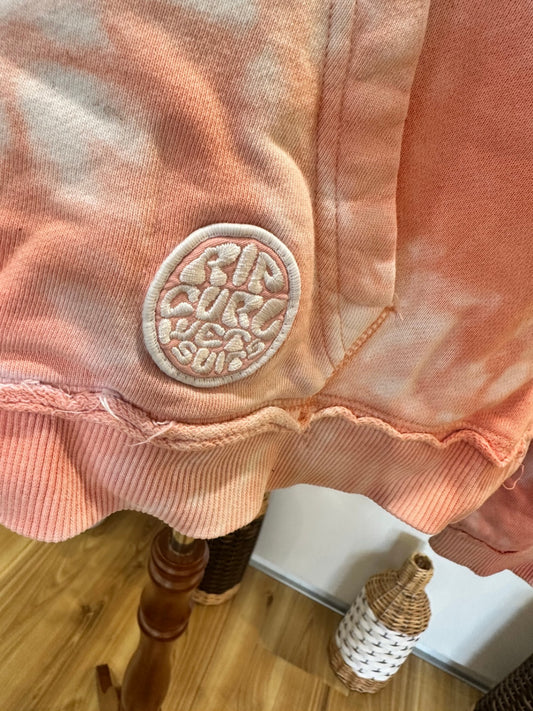Rip Curl - Cropped Hoody - Small - Pink with white tie-dye
