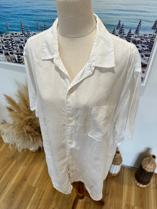 100% Linen - Tommy Bahama Shirt - Large - Cream / White