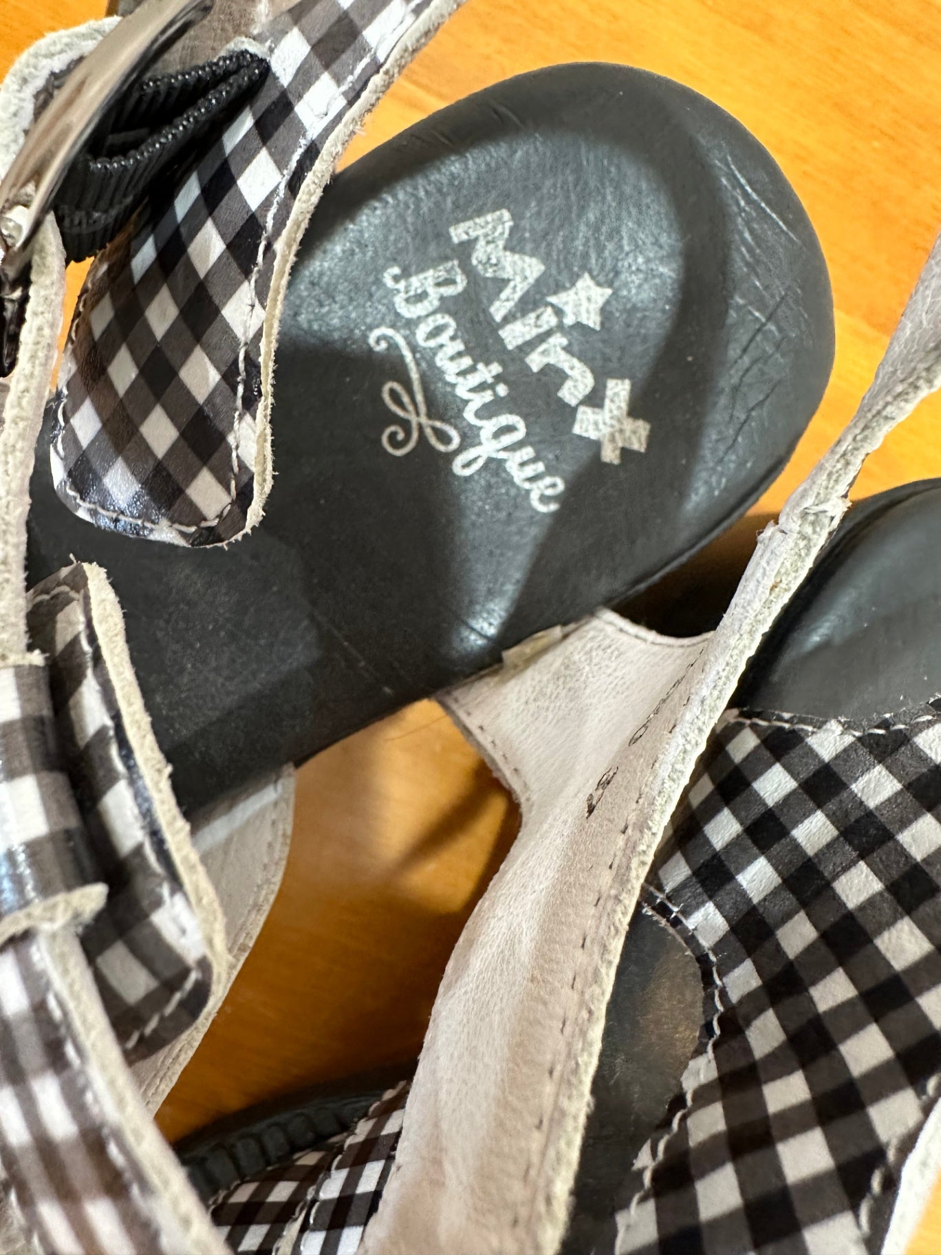 Minx - Mary Jane Sandals - Size EU 37 - Black and White Gingham - RRP $269