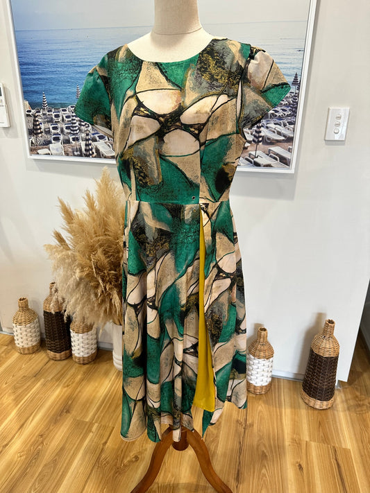 Vicky + Lucas - Dress - Extra Large - Green, beige, black, and mustard