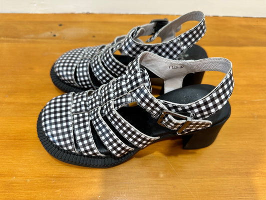 Minx - Mary Jane Sandals - Size EU 37 - Black and White Gingham - RRP $269