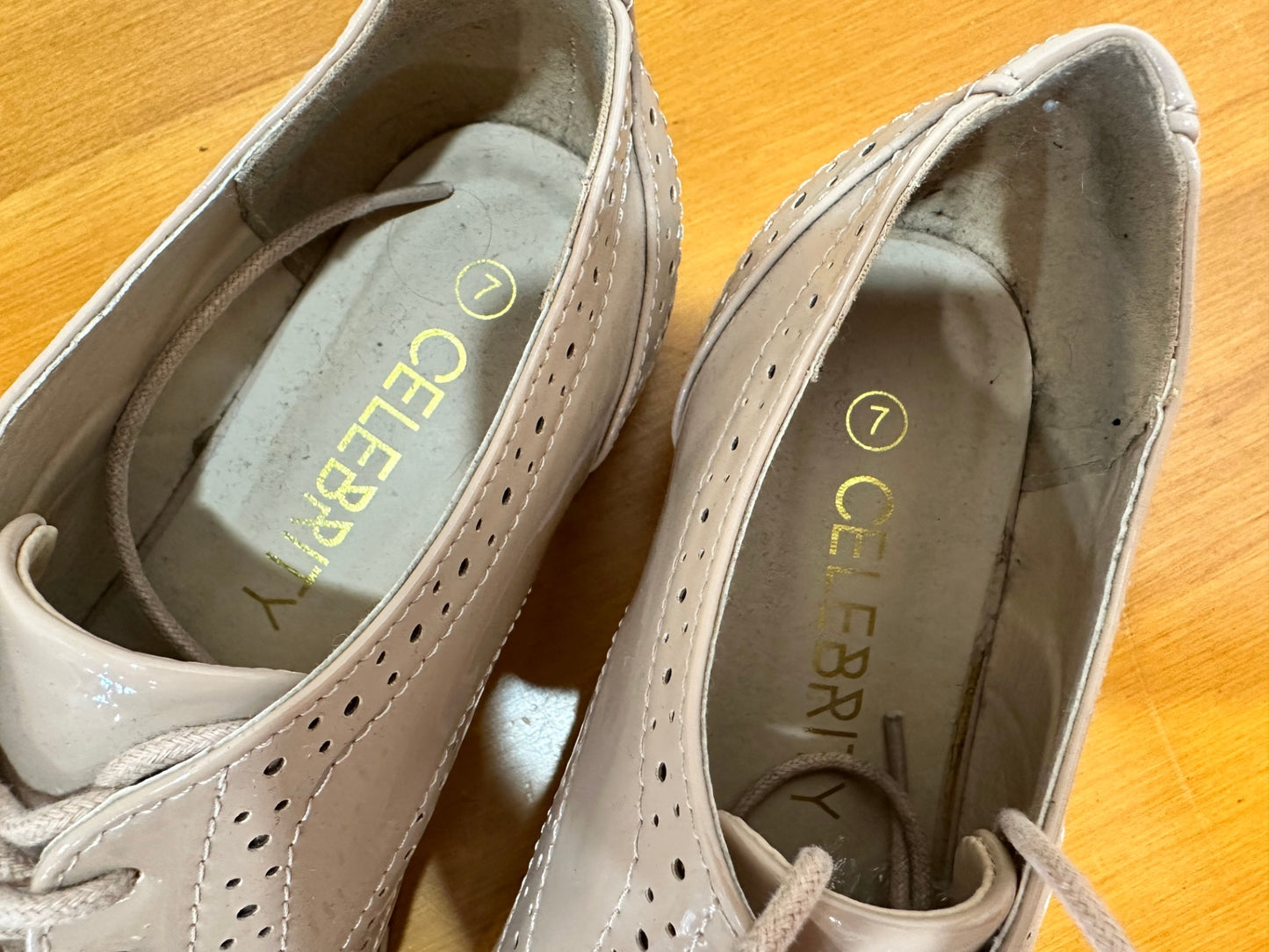 Celebrity - Patent Oxford Shoes - Size 7 - Beige