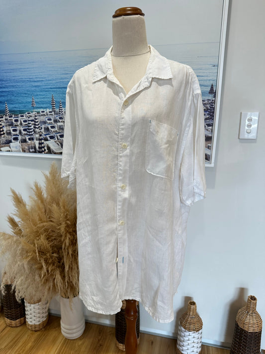 100% Linen - Tommy Bahama Shirt - Large - Cream / White