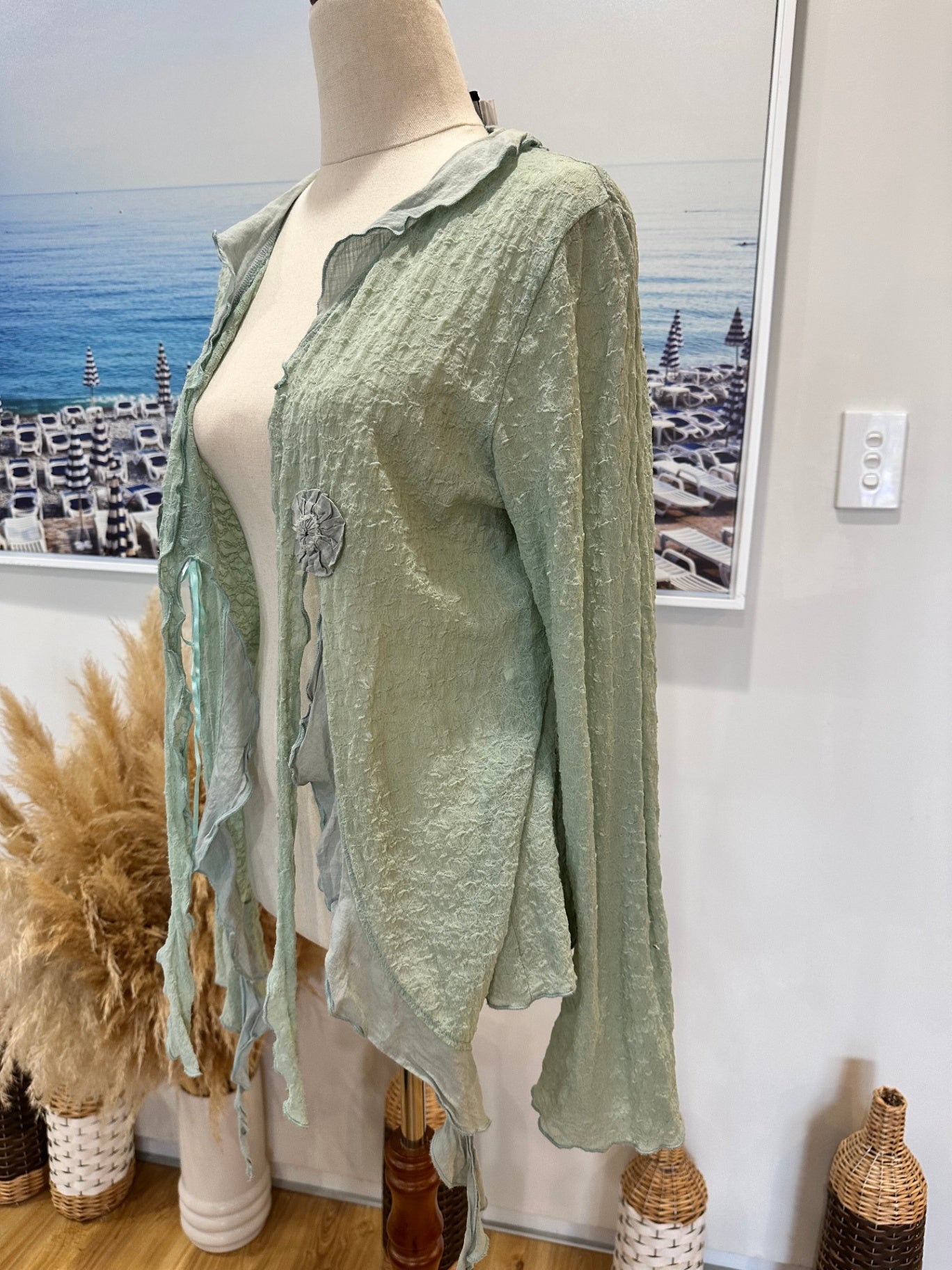 Annah Stretton - Cardigan - Size Large - Aqua