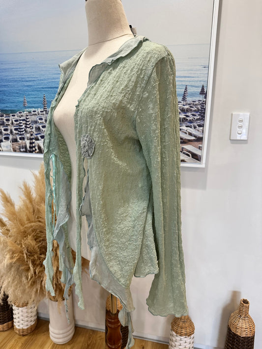 Annah Stretton - Cardigan - Size Large - Aqua