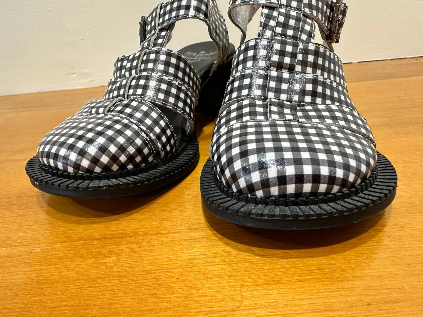 Minx - Mary Jane Sandals - Size EU 37 - Black and White Gingham - RRP $269