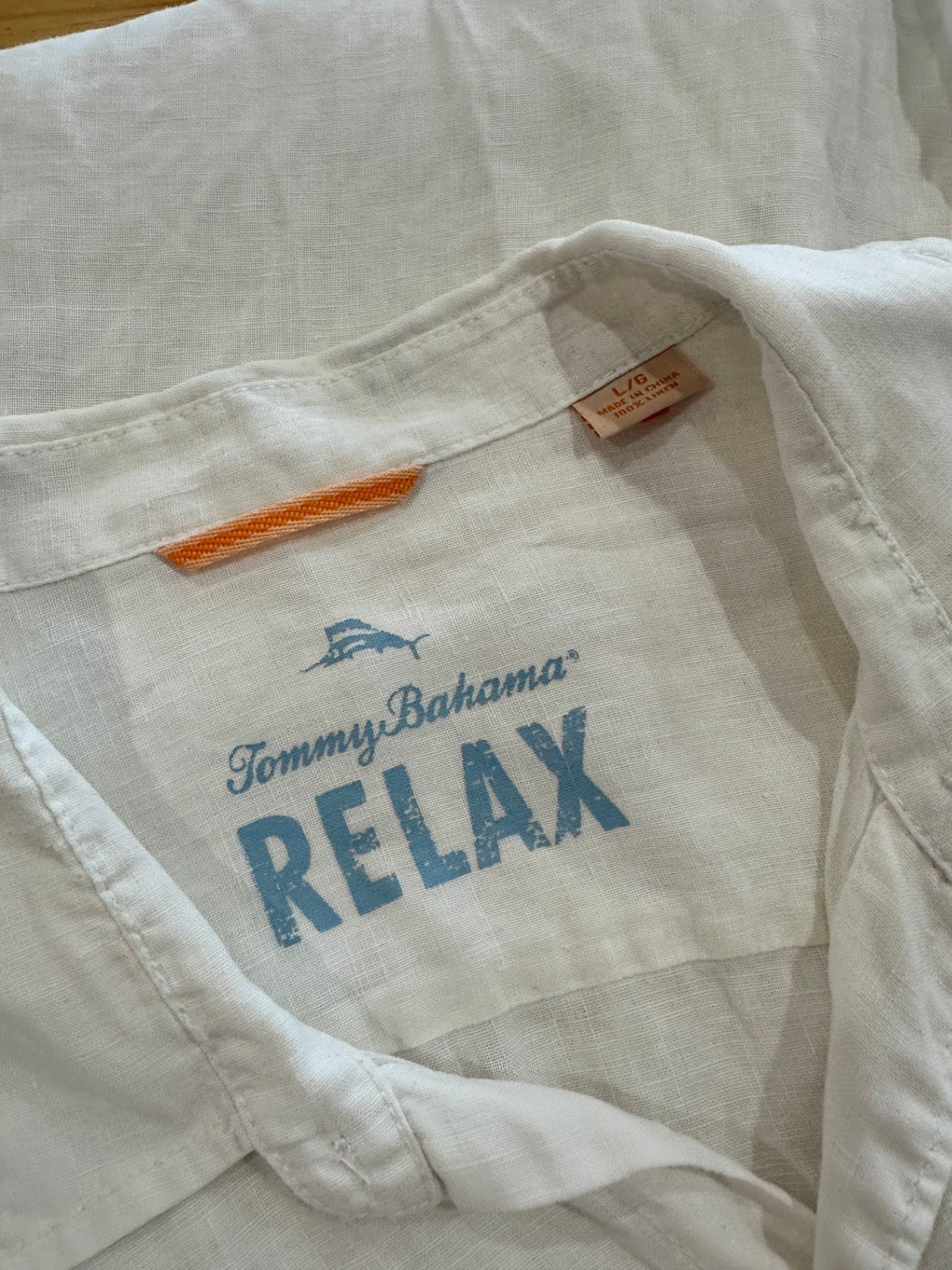 100% Linen - Tommy Bahama Shirt - Large - Cream / White