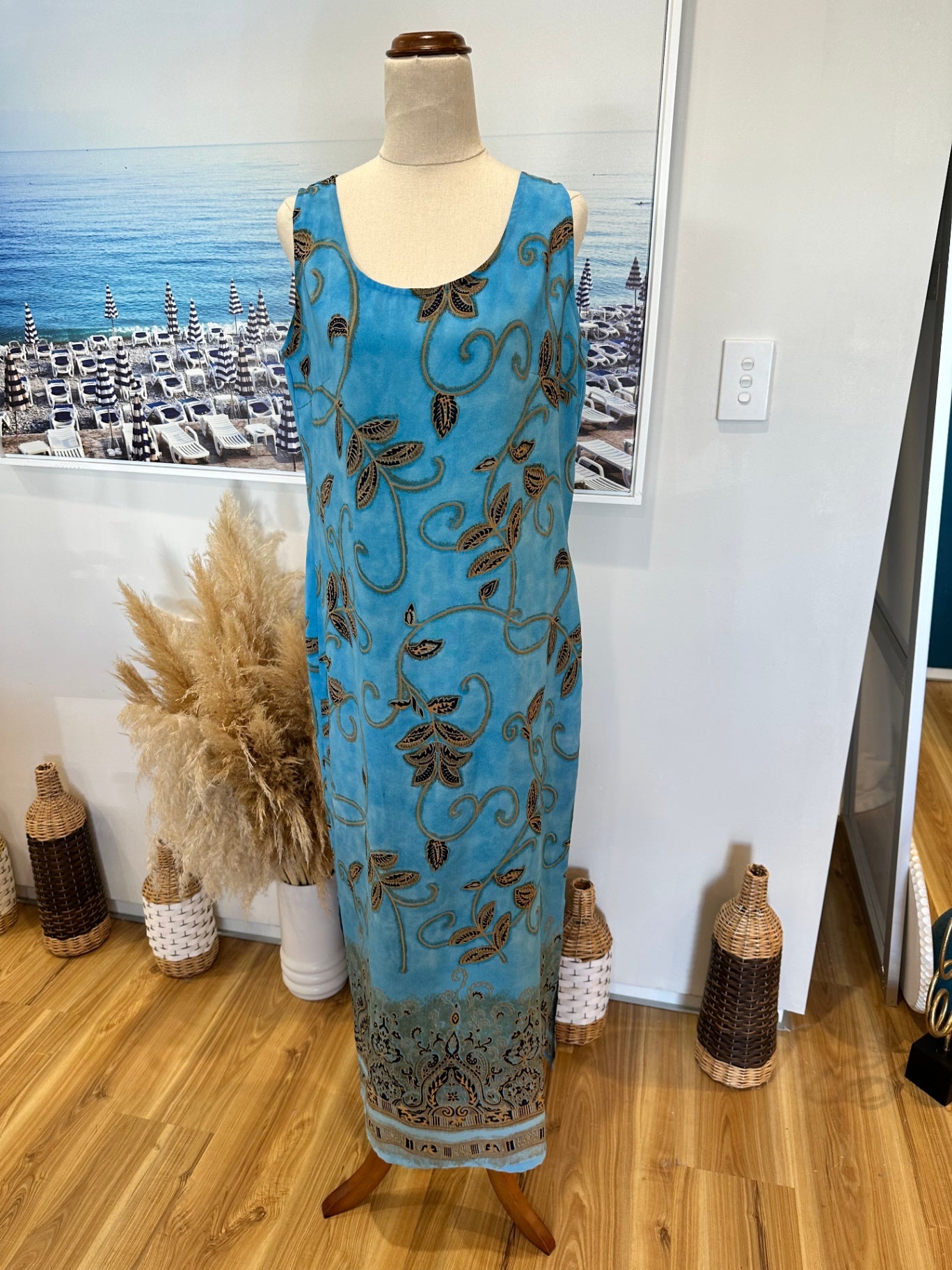 Concept Collections - Dress - Size 12 - Blue w Taupe