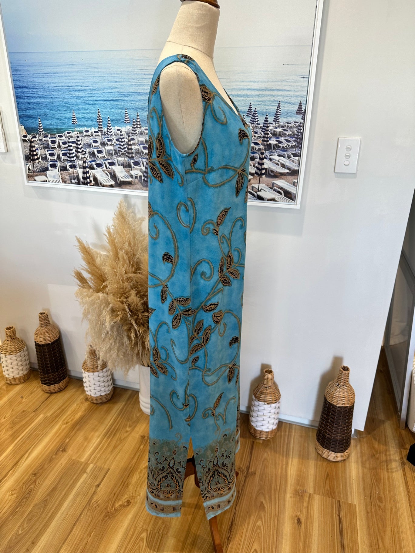 Concept Collections - Dress - Size 12 - Blue w Taupe