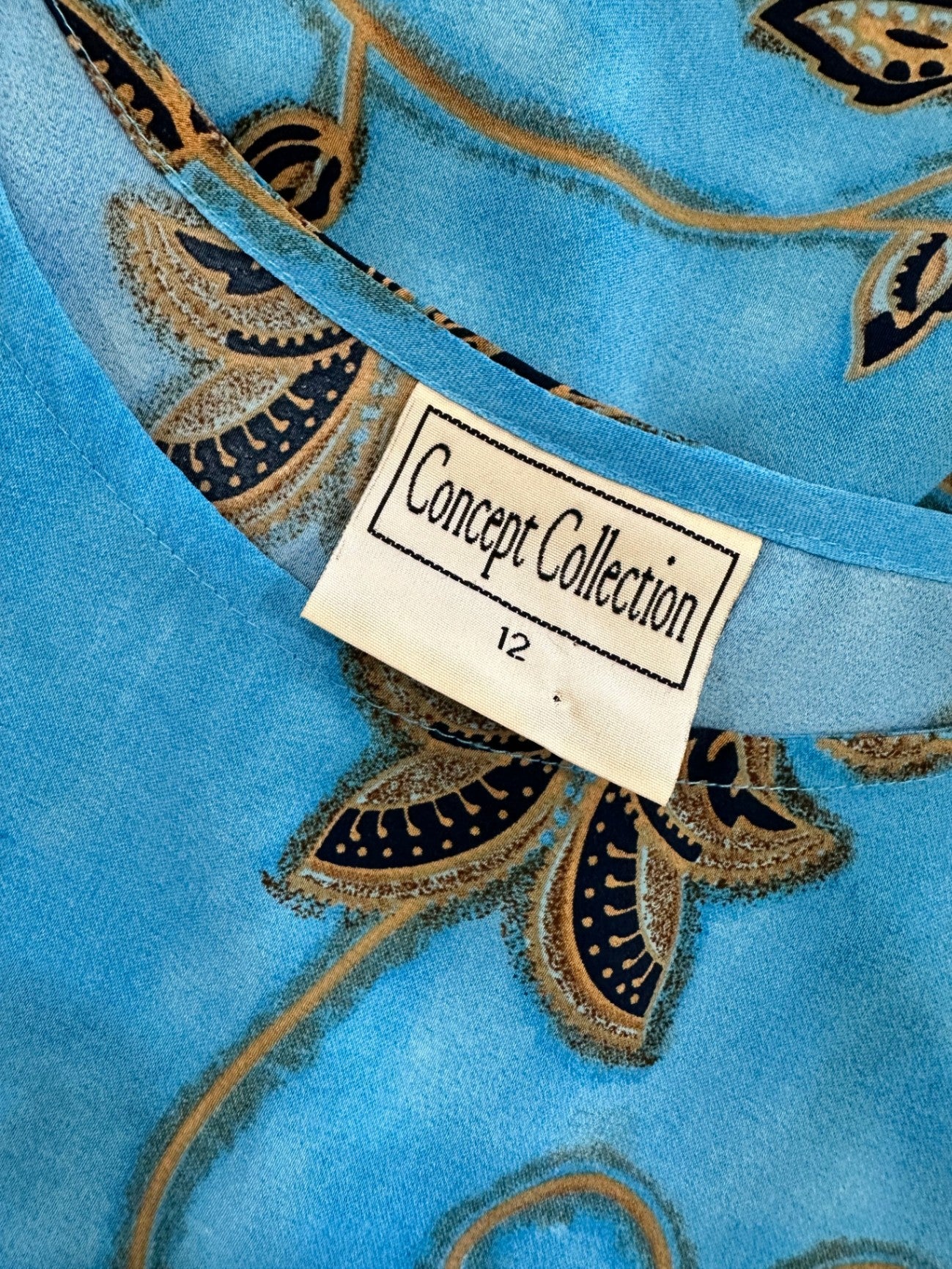 Concept Collections - Dress - Size 12 - Blue w Taupe