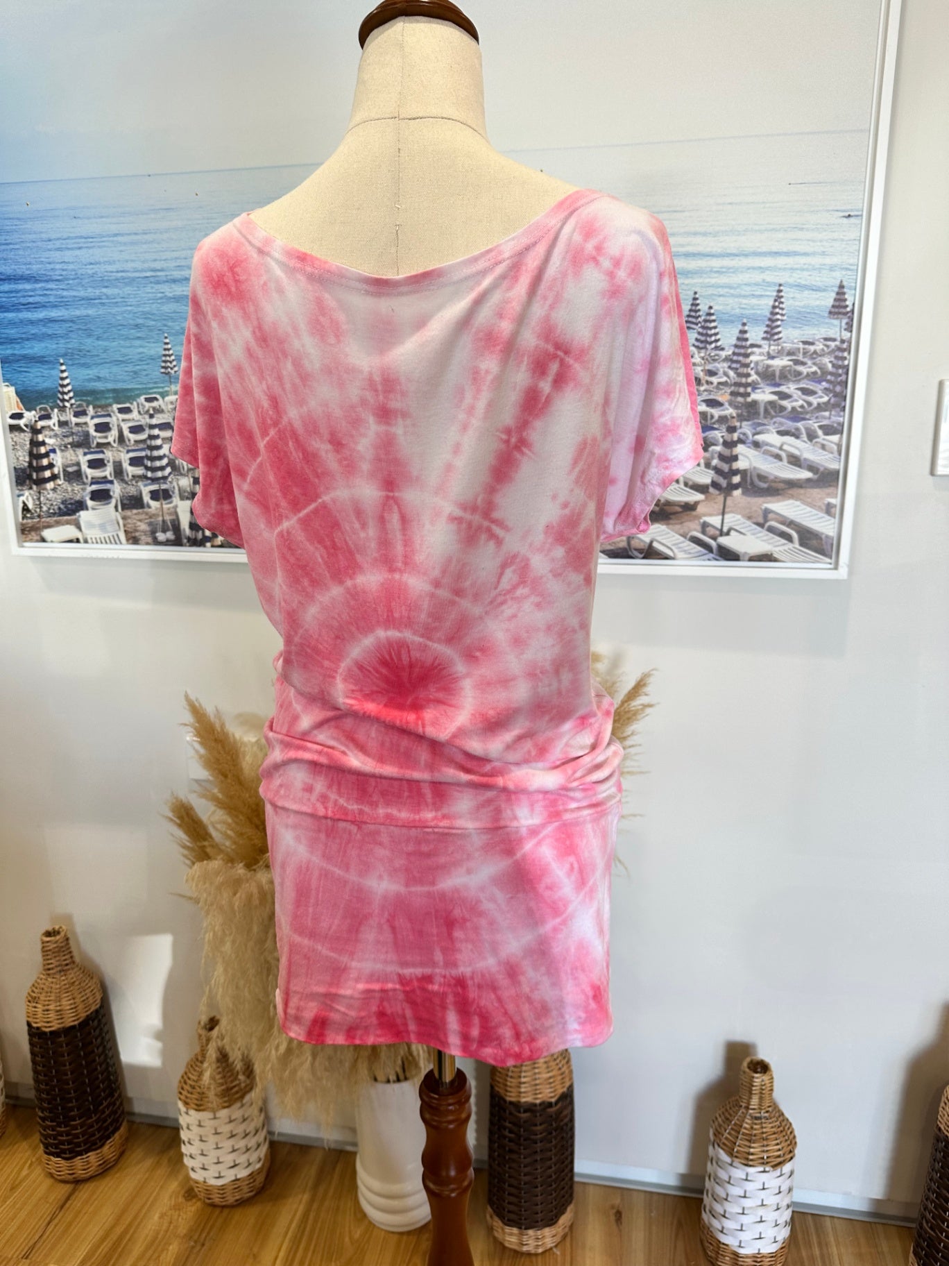 Pink and white tie-dye T-Shirt - Small 