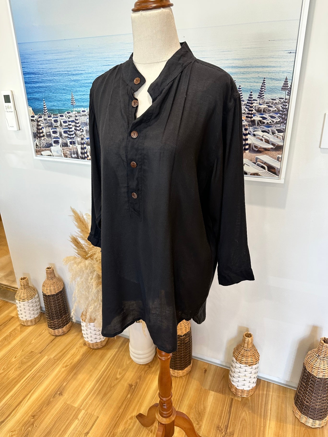 [NEW] Cosmic - 100% Viscose - Black Summer Shirt