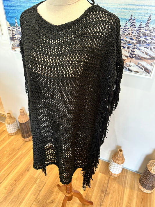 Black Knitted Kaftan Dress - Approx Large 