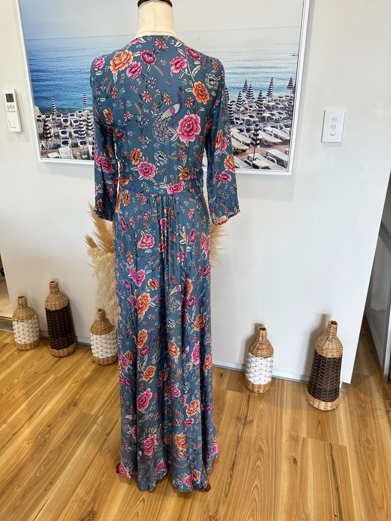 Arnhem - Bohemian Wrap Dress - Size 6 - Blue with Florals