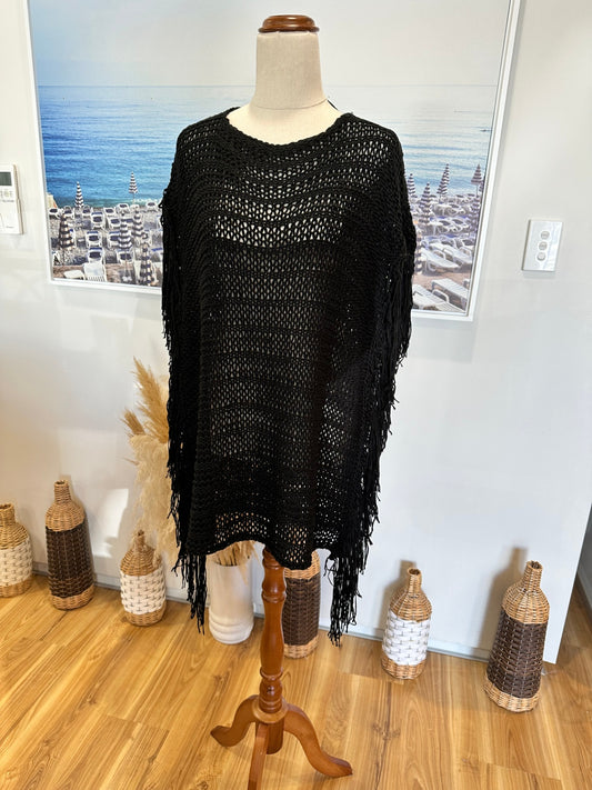 Black Knitted Kaftan Dress - Approx Large 