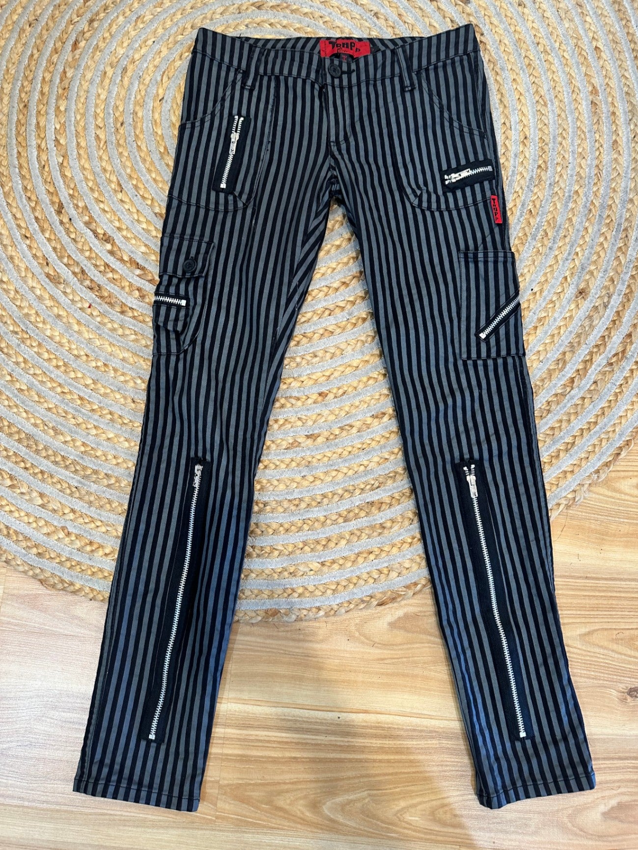 Tripp Pants - Small - Black and grey striped
