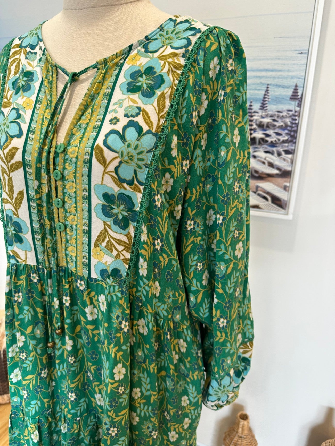 Dreamcatcher - Bohemian Dress - Size 8 - Green Tones