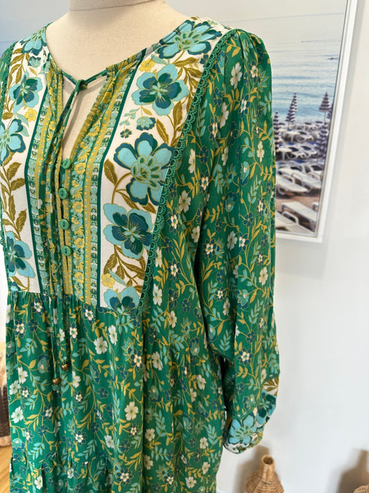 Dreamcatcher - Bohemian Dress - Size 8 - Green Tones