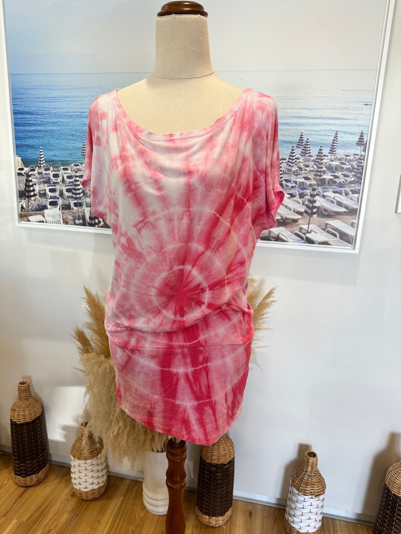 Pink and white tie-dye T-Shirt - Small 