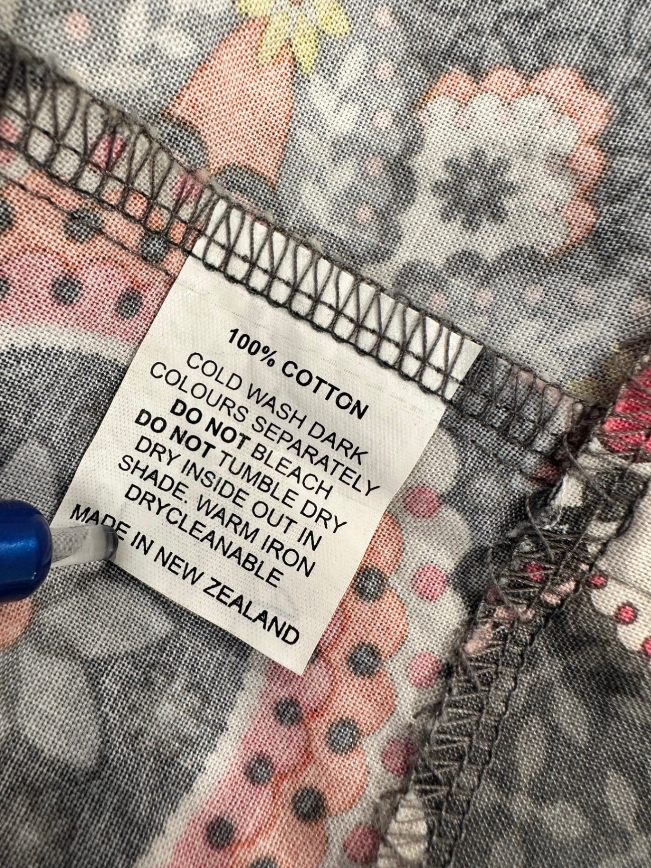 Vintage Heaven Dress - Size 12 - Grey w Lemon / Pink Print